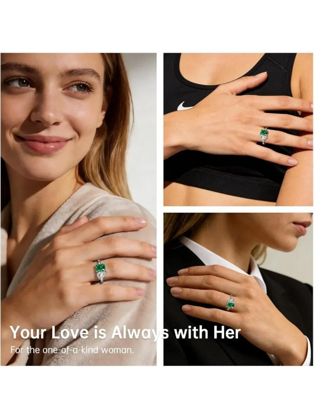 Stunning 2.75ct Toi Et Moi Emerald Engagement Ring in 925 Sterling Silver